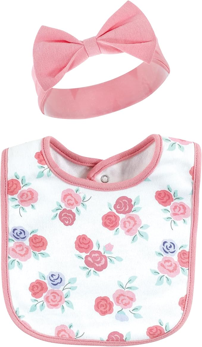 Hudson Baby Unisex Baby Cotton Bib and Headband Set