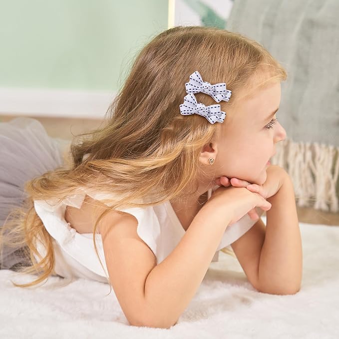 YHXX YLEN Hair Bows for Girls 10 PCS Fully Lined White Hair Clips Tiny 2" Grosgrain Stitch Edge Alligator Clips for Baby Girls Infants Toddlers in Pairs