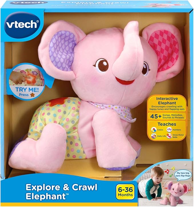 VTech Baby Explore and Crawl Elephant, Pink