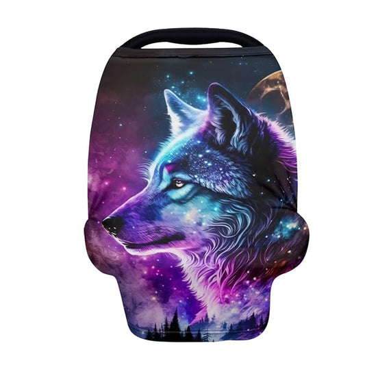 HUIACONG Moon Galaxy Wolf Boys Car Seat Cover Baby Essential Scarf Infant Carseat Cover for Travel Canopy Holiday Gifts Girls Nursing Covers