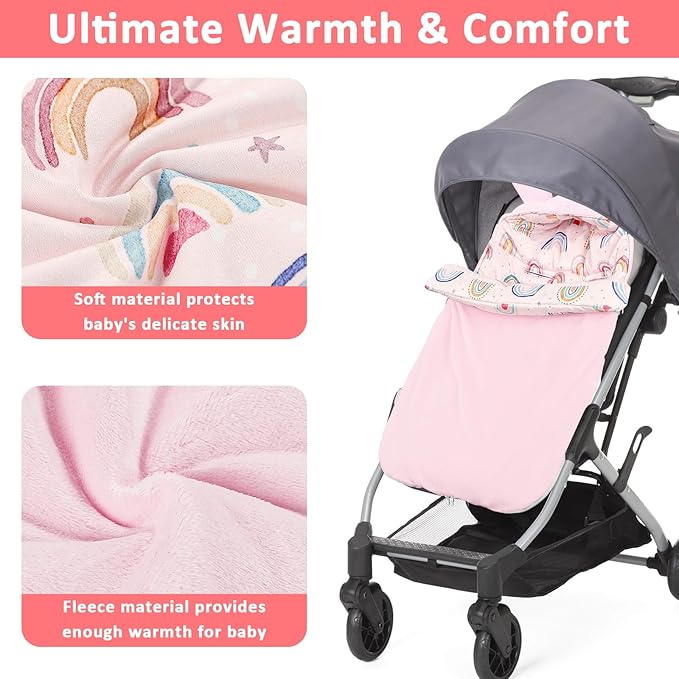 Carseat Blankets for Babies Winter, Warm Toddler Carseat Swaddle Blanket, Infant Stroller Bunting Bag Footmuff for Cold Weather, Universal, Windproof (Pink)