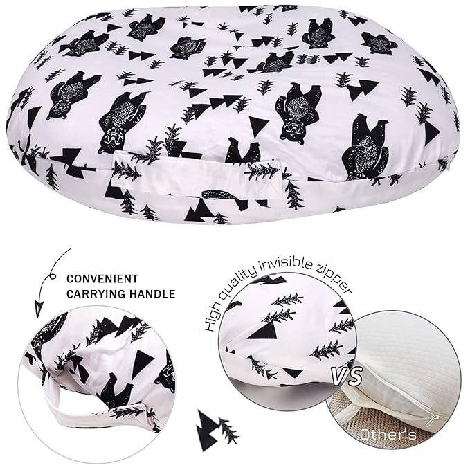 Baby Lounger Cover, Bear Newborn Lounger Cover for Boys, Snugly Fit Infant Lounger for Baby, Infant Removable Slipcover, Animal Breathable & Reusable (Lounger Pillow Not Included)