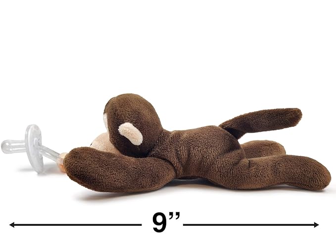 Detachable Monkey Pacifier Holder - Soft Silicone Pacifier with Plush Animal Toy - Removable, Machine Washable, BPA-Free for Babies 0-24 Months