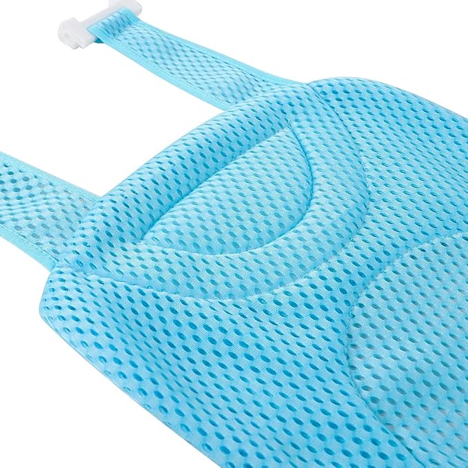 Baby Bath Seat Support Net Infant Bathing Support Mat Newborn Bath Tub Seat Cushion Pad with Five Safety Support Corner Adjustable Mesh Bathtub Sling Non Slip Shower Pad for 0-18 Months (Blue)