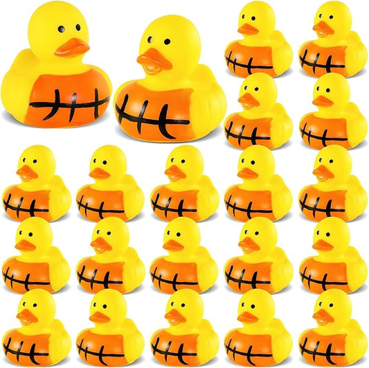 SCIONE 28 Pack Basketball Rubber Ducks - Mini Orange Sports Ducks for Kids - Basketball Team Gifts, Sports Themed Birthday Party Favors, Goodie Bag Fillers and Carnival Prizes