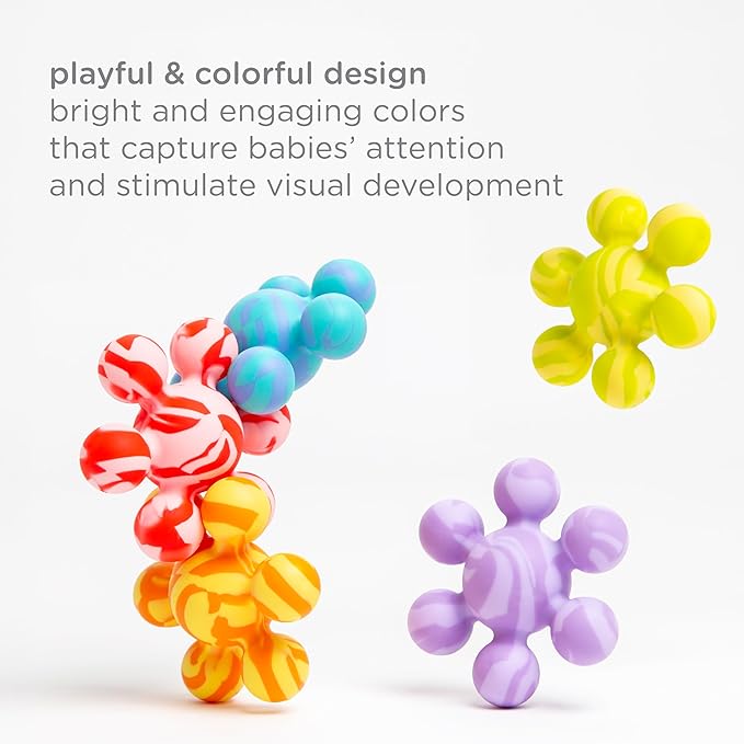Ubbi Joinibble Teether for Babies, Food-Grade Platinum Silicone, Soothes Teething and Massages Gums, BPA and PVC-Free, Blue