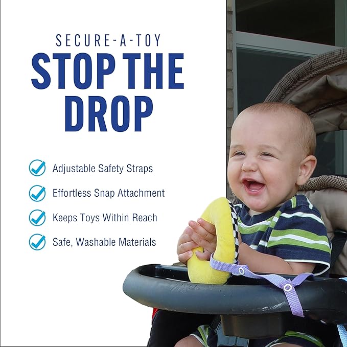Baby Buddy Secure-A-Toy, Safety Strap Secures Toys, Teether, or Pacifiers to Strollers, Highchairs, Car Seats, Adjustable Length to Keep Toys Sanitary Clean, Registry Must Haves, Red-Orange. 2 Count