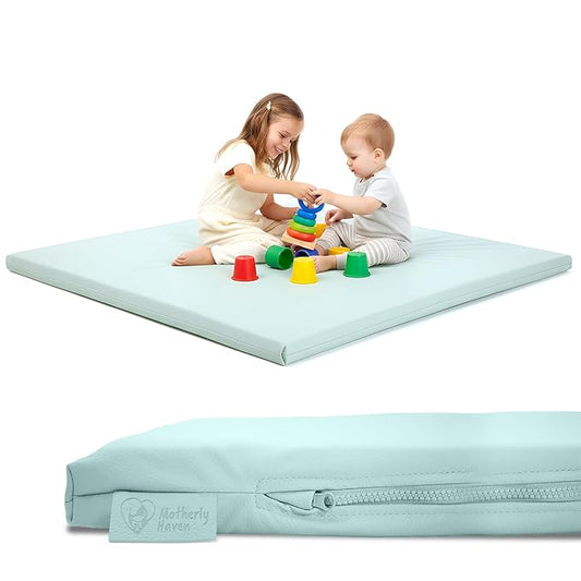 Motherly Haven Play Mat Cover Only – Fits 50x50x1 Rollable Foam Floor Mat for Babies – Waterproof, Easy to Clean Replacement Cover for Tummy Time & Crawling – Green