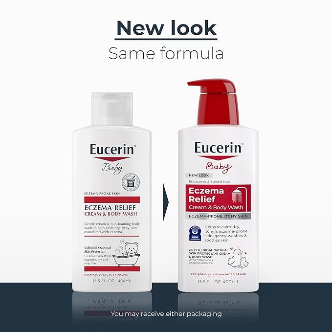 Eucerin Baby Eczema Relief Cream Body Wash, Fragrance Free Eczema Body Wash for Babies with Colloidal Oatmeal, 13.5 Fl Oz Bottle