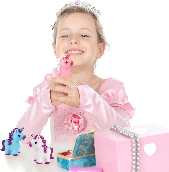ArtCreativity Unicorn Rubber Toys for Kids - Pack of 12 - Unicorn Birthday Party Favors and Supplies, 2 Inch Floating Bath and Pool Water Toys for Girls, Cute Goodie Bag Fillers, Assorted Colors