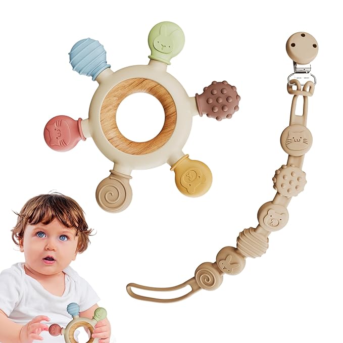 TinyToes : Baby Teething Toys for Baby Toys 0-6 Months Bpa Free + Links Antidropping | Newborn Toys | | Baby Toys 6-12 Months | Teething Relief | Teethers for Babies 3-6 Months | Baby Necessities
