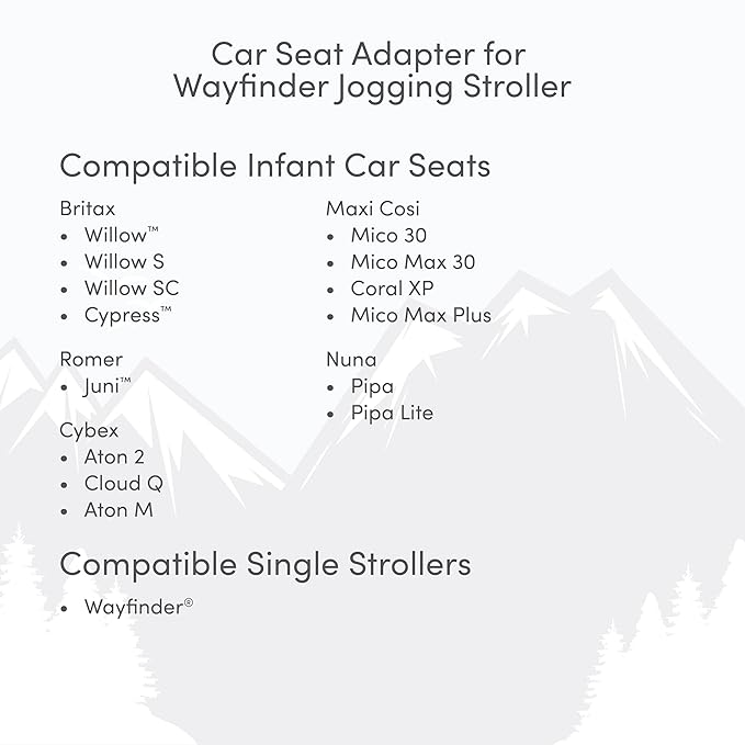 BOB Gear Wayfinder Jogging Stroller Infant Car Seat Adapter, Compatible with Select Britax, Nuna, Cybex and Maxi COSI Infant car Seats
