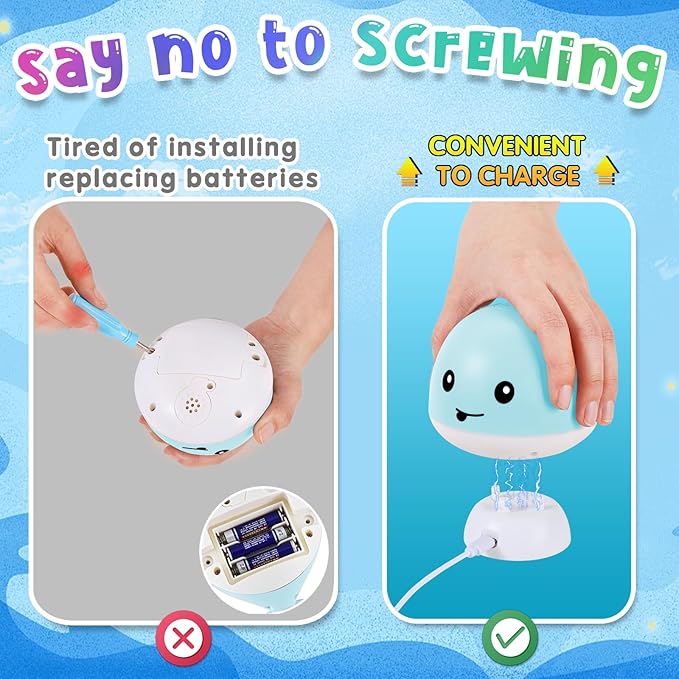 Gigilli Baby Bath Toys, Light Up Whale Sprinkler Bath Toys for Kids Ages 1-3, Pool Water Table Bathtub Fountain Toy for Toddler 6-12 Months, Easter Basket Stuffers Birthday 1 Year Old Boys Girls Gifts