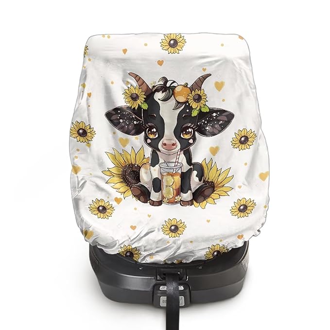 XYZCANDO Cow Print Insulated Car Seat Cover for Baby Cute Baby Car Seat Shade Cover Dustproof Car Seat Sun Cover for Baby Easy to Install Car Seat Covers for Babies Girl Gift for Wife