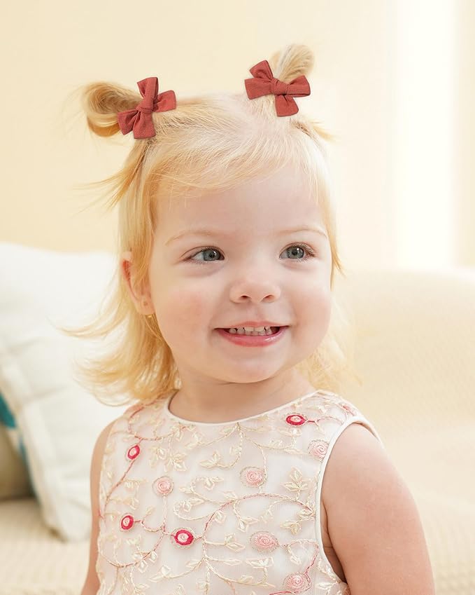 jollybows Mini Lined Hair Clips Bows for Babies, Infants, Toddlers, Girls and Teens - 40pcs 2" Tiny Barrettes