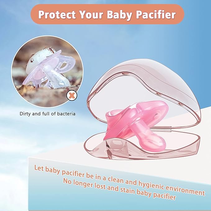 Smlpuame Pacifier Case,4 Pack BPA Free Pacifier Holder Case,Transparent Container Box for Baby Binky（Not Included,Essential Pacifier Accessories,Alway Keep Paci Clean,Easy to Clean(Pink)