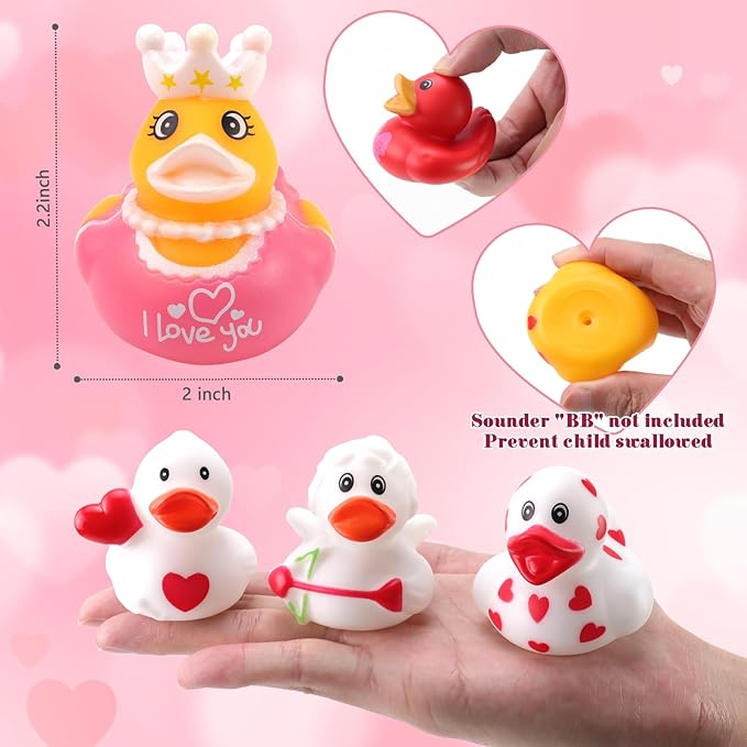 36Pc Valentines Day Rubber Ducks - Funny Jeeps Ducks for Ducking - 2" Bulk Mini Small Rubber Duckies,Adult Kid Holiday Ducky Pool Bathtub Toys Party Favors Classroom Prizes Gifts Stuffers Fillers
