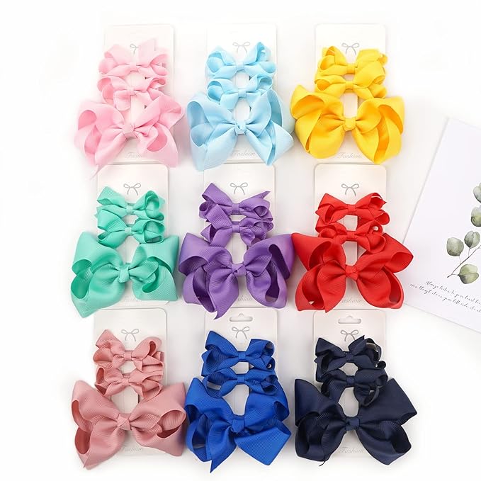 3pcs Baby Glitter Bows Hair Clips Little Girls Toddler Infants Alligator Clip Hair Accessories (Green)