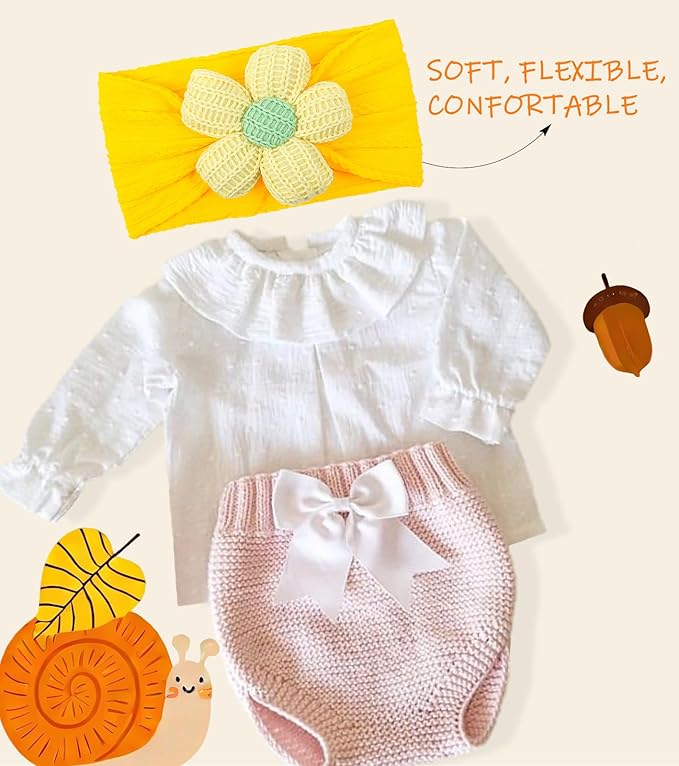 LemonSpace Handmade Baby Headbands with Big Sunflower Soft Strechy Baby Girls Nylon Hairbands Colorful Flower Bows for Newborns Infants Toddlers Baby Hair Accessories for Girls Gifts