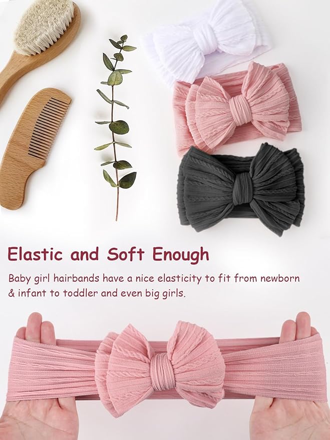 AQOKKA Baby Bows Headbands Nylon Baby Girl Headbands Soft Handmade Hairbands Toddler Hair Accessories for Girls Baby Newborn Infant Kids