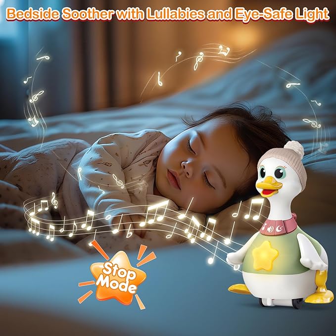 Musical Lullaby Crawling Duck Toy - Interactive Baby Toys with Waddling & Calming Lights for Tummy Time, Bedtime & Crawling Training | BPA-Free Infant Gift for 6-12 Months