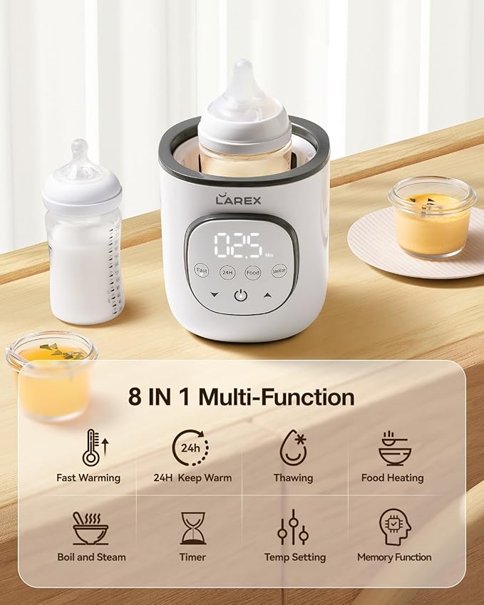 Larex Electric Baby Swing for Infants & Bottle Warmer Remote Control Indoor Baby Rocker with 5 Sway Speeds,1 Seat Positions Fast Baby Bottle Warmer for Breastmilk and Formula