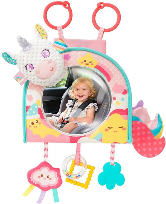 Koty Car Seat Toy - Kick and Play Activity Center with Mirror,Teether and Crinkle, Fun Travel Baby Toy for Rear Car Seat, Easier Drive with Newborns, Babies, Hanging Toys for Infants 0-6-12-18 Months