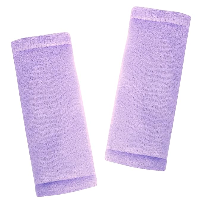 SWESEN Baby Car Seat Belt Covers for Boys and Girls, Carseat Shoulder Padding, Soft Car Seat Neck Cover, Mink Car Seat Straps Shoulder Pads, Solid Colour Stroller Strap Cover for Baby Kids, Purple