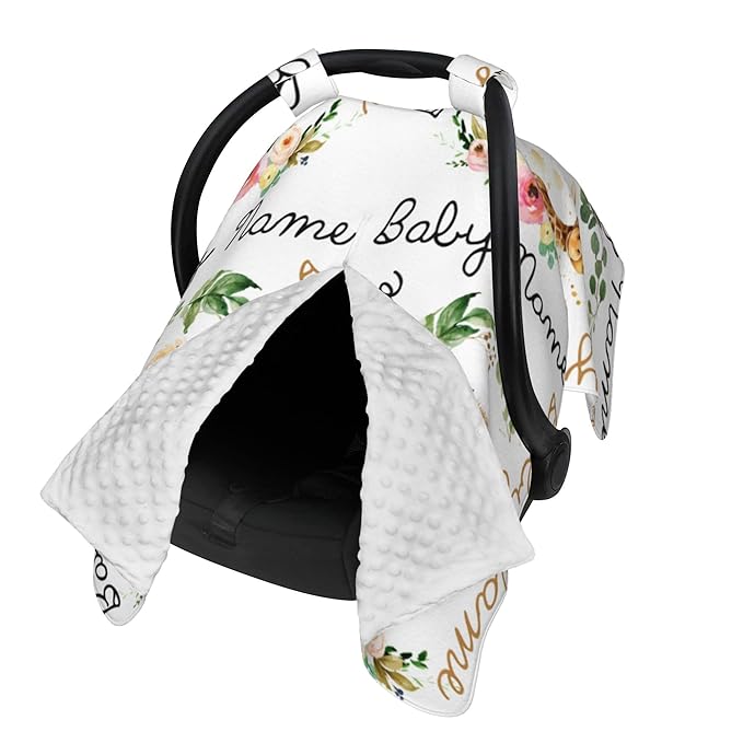 Winter Carseat Cover for Baby Personalized Woodland Baby Car Seat Cover with Name Custom Minky Car Seat Canopy Boys Girls Infant Carrier Covers Nursing Cover Toddler Blanket