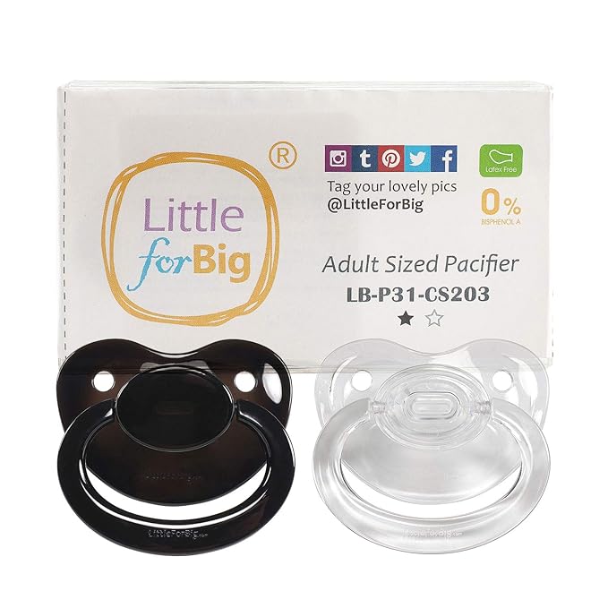 LittleForBig BigShield Adult Sized Pacifier Candy Gloss Pacifiers Set - Black & Crystal