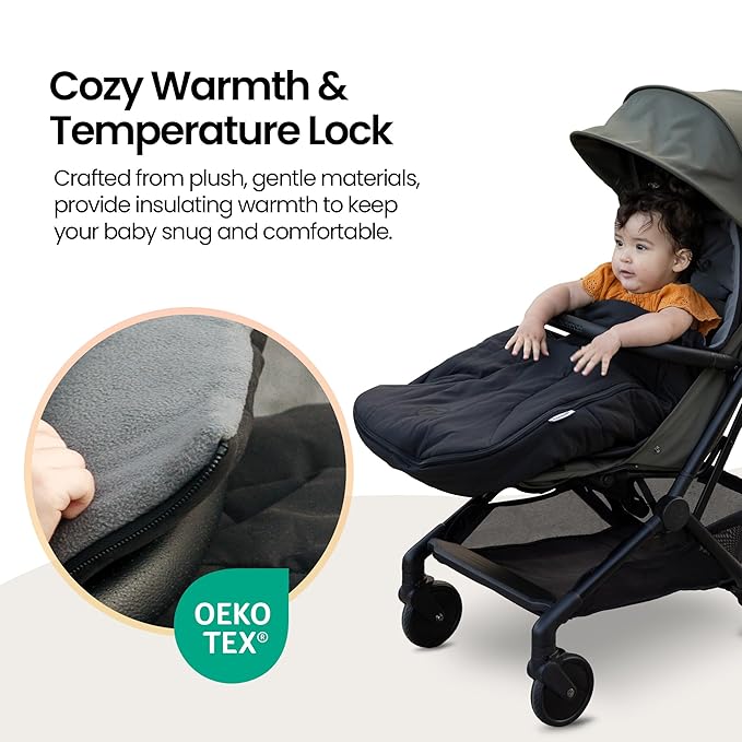 Mompush Stroller Footmuff & Cover for Winter | All-Season Universal Bunting Bag for Baby, Weatherproof with Fleece Lining & Smart Shoe Shield