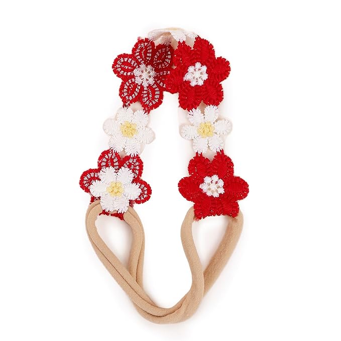 cherrboll Baby Girl Headbands and Socks Set, 3Pcs Soft Floral Hairbands Hair Bows Knit Socks for Newborn Infants Toddlers Photography Props Gifts
