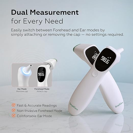 Baby Thermometer, FDA 510(k) Cleared Ear Thermometer for Kids Adults Infants, Baby Essentials, Ear & Forehead Thermometer (Touch), 2-in-1 Dual Mode, Digital Ear Thermometer (AET-R842)