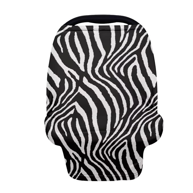 Forchrinse Zebra Stripes Baby Car Seat Canopy for Boys Girls-Soft Nursing Breastfeeding Cover Multi-use Stroller Cover Washable