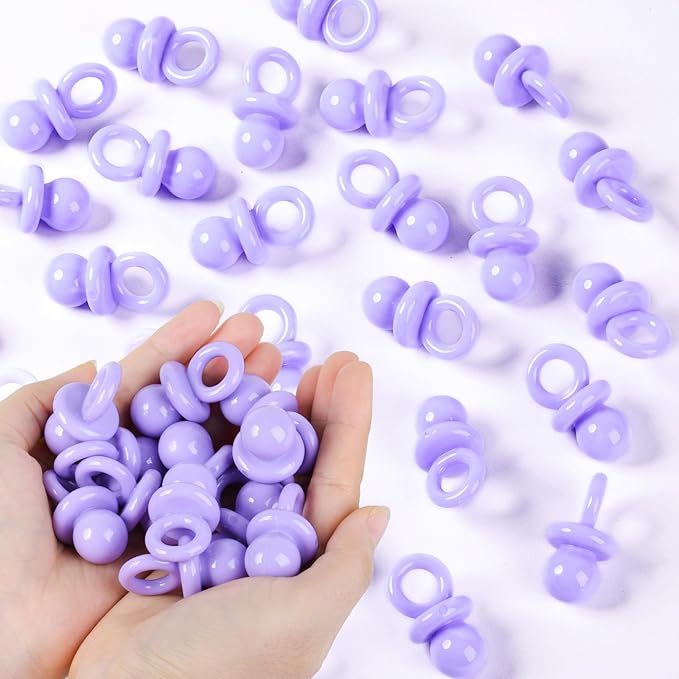36 PCS Plastic Pacifiers for Baby Shower Game Girl, 1.75 Inch Cute Baby Shower Pacifiers for Decoration DIY, Gender Reveal Table Scatter, Pacifier Hunt Games, Party Favors(Purple)