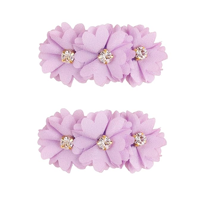Flower Hair Clips Set for Baby Girl Lightweight Floral Hair Bow Accessories with Boutique Fully Lined Alligator Clip for Toddler Teens Gifts (ATD-FJ10-A)