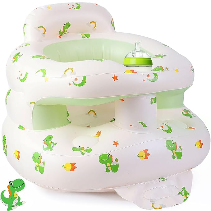 Upgraded Inflatable Baby Seat with Safety Guardrails, Thicker Sit Me Up Floor Seat for Baby Chair Sit Me Up, Blow Up Baby Chair Built in Air Pump for Babies 3-36 mth
