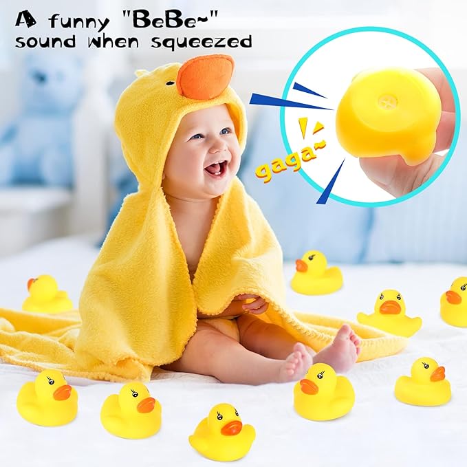 GADIEDIE Rubber Duck 50 Pack Mini Rubber Ducky Float Ducks Baby Bath Toy, Great for Jeep Ducking, Shower, Birthday Party, Carnival Game Gift(1.6"x 1.5" x 1.2")