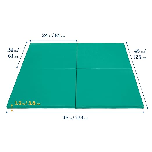 ECR4Kids SoftZone Play Patch Activity Mat Squares, Modular Playmat, Emerald, 4-Pack