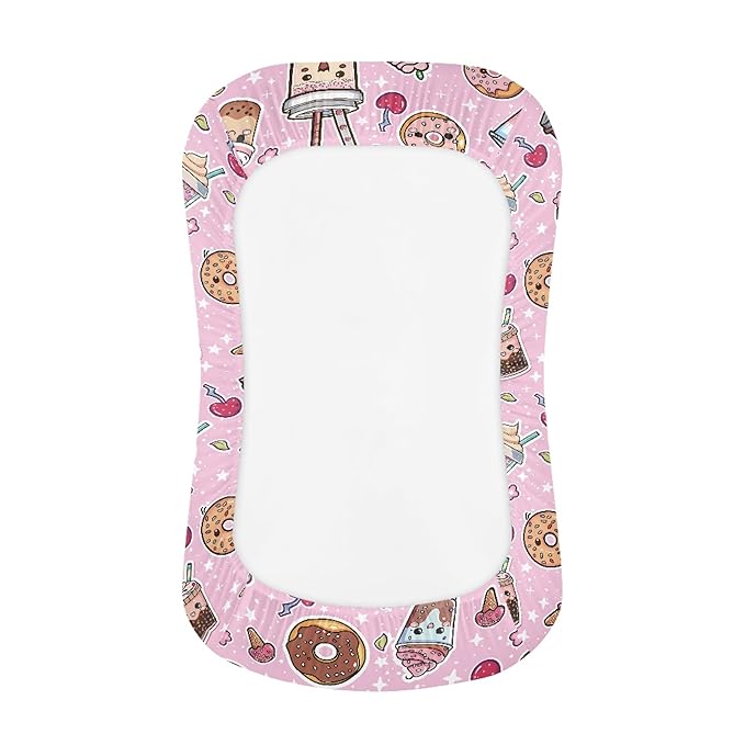 Ice Cream Milk Tea Donuts Newborn Pillow Lounger Cover Baby Nest Loungers Snuggle Me Cover Infant Stretch Fitted Pillow Covers Pink Baby Blanket