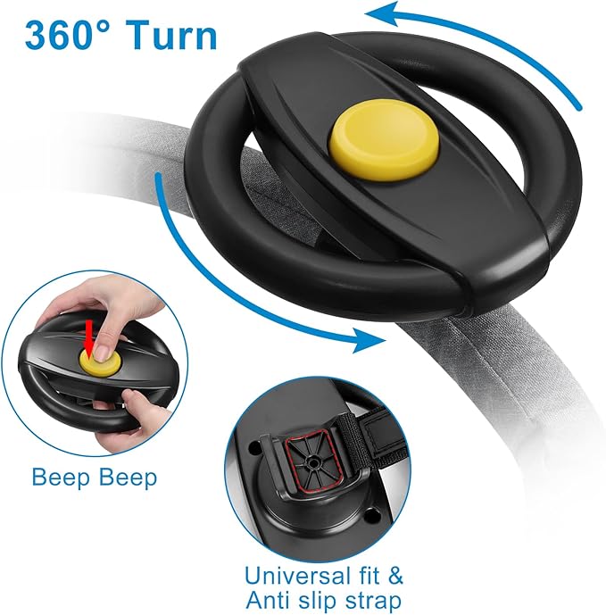 Accmor Stroller Steering Wheel Toy, Simulated Steering Wheel for Stroller Shopping Carts Cart Universal Detachable Pretend Driving Funny Toy Attachment