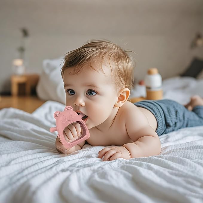 Eascrozn 3 Pack Baby Teething Toys for 3-6 6-12 Months, Food Grade Silicone Teething Mitten, Anti Dropping Wrist Hand Teethers Baby Chew Toys for Sucking Needs, BPA Free