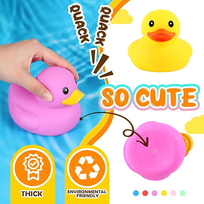 Deekin 6 Pcs 5 Inch Multicolor Large Rubber Duck Assortment Toy Duckies Bulk Giant Squeak Rubber Duckies for Kid Baby Bath Shower Pool Classroom Summer Beach Activity