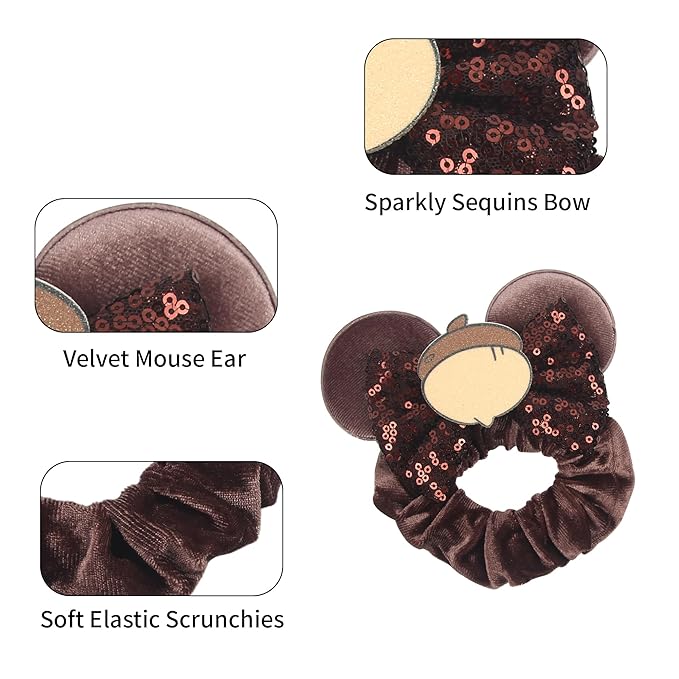 Bianbaistar Newborn Bows for Girls Toddler Hair Bows Brown Hazelnut Elastic Adjustable Headband Mouse Ears Scrunchies Essencial Accessories for Trip Headwear for Women (Brownbow)