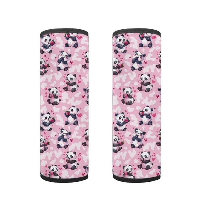 Biyejit Pink Hearts Panda Baby Car Seat Strap Covers Shoulder Pads for Baby Kid, Super Soft Infant Carseat Belt Covers for All Car Seat Stroller