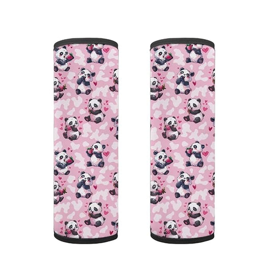 Biyejit Pink Hearts Panda Baby Car Seat Strap Covers Shoulder Pads for Baby Kid, Super Soft Infant Carseat Belt Covers for All Car Seat Stroller