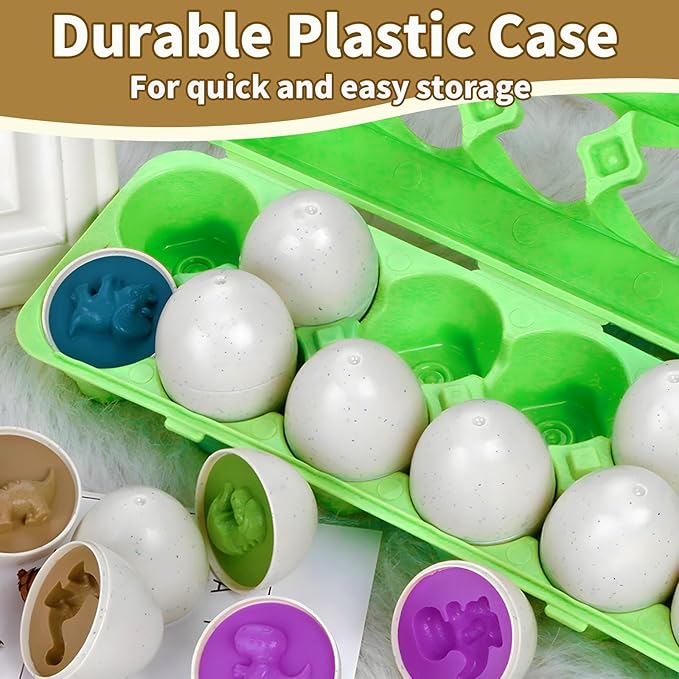 WEEJOYGAM Dinosaur Matching Eggs, Easter Eggs Toys for Toddlers 1-3, Dino Shape Sorter Fine Motor Skill Puzzle Educational Montessori Toys for 1 2 3 Year Old Preschool Baby Easter Basket Stuffers Gift