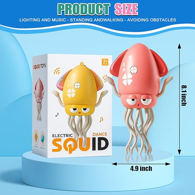 Magic Dancing Octopus Toy, Smart Tentacle Explorer, Wiggly Wonder Interactive Fun Octopus, Crawling Dancing Automatic Obstacle Sensor Toys, Crazy 8-Leg Wiggly Robotic with Music (Pink)