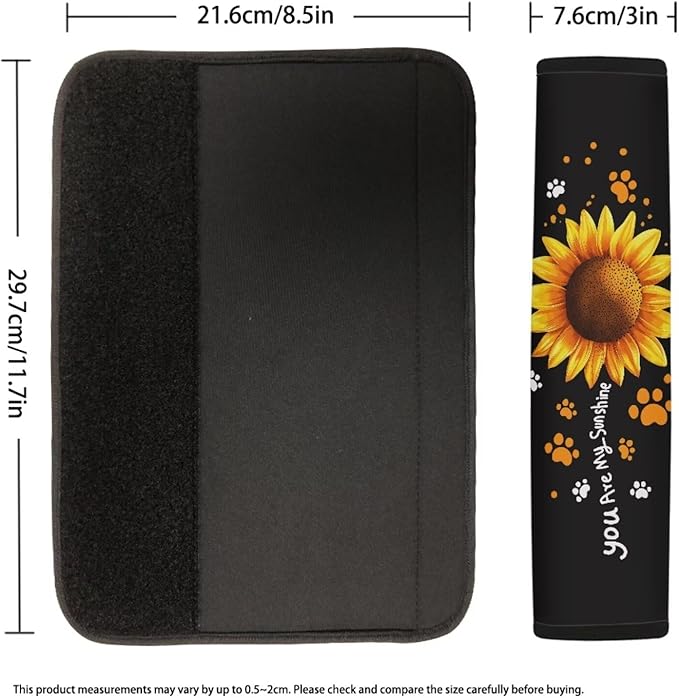 UNICEU Yellow Sunflower Dog Paw Seatbelt Pad for Car Universal Fit Automotive Seat Belt Shoulder Pad for Women Men,Backpack Shoulder Strap Covers