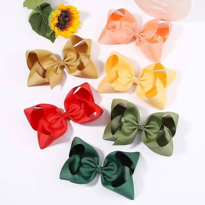 30PCS Big 6 Inch Hair Bows for Girls Grosgrain Ribbon Toddler Hair Accessories with Alligator Clips for Toddlers Baby Girls Kids Teens